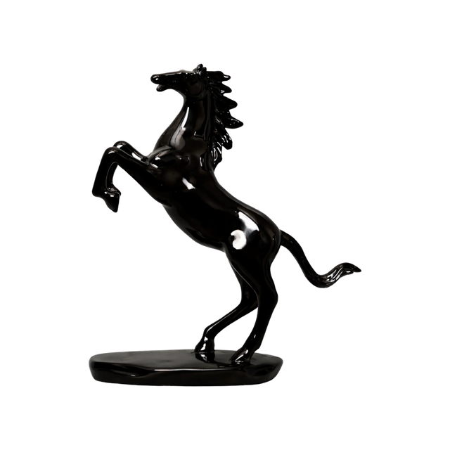 Black horse figurine on a white background