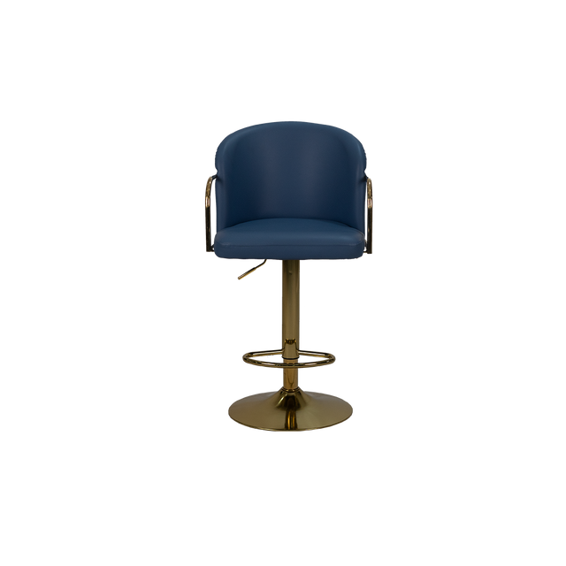 Elegant Blue Bar Stool with Gold Base - H105