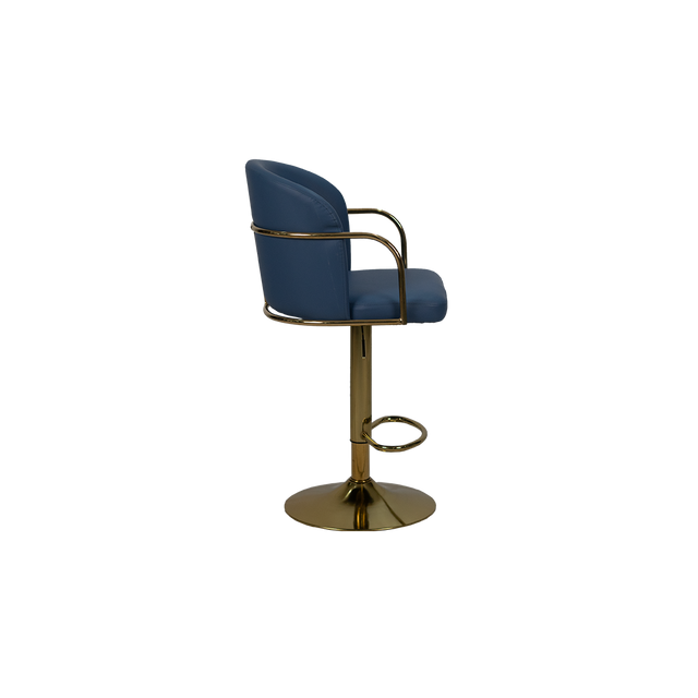 Elegant Blue Bar Stool with Gold Base - H105