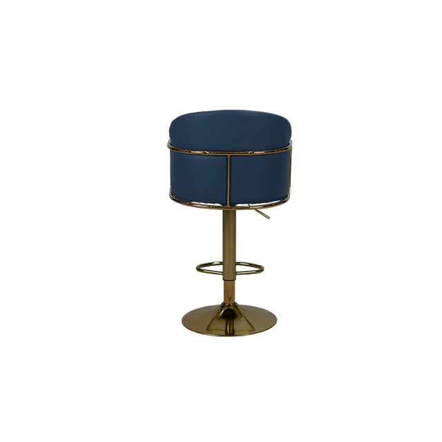 Elegant Blue Bar Stool with Gold Base - H105