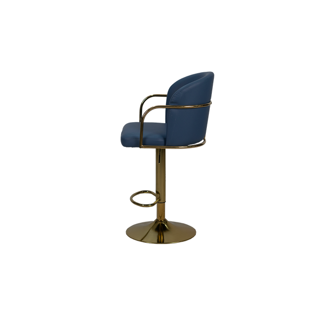 Elegant Blue Bar Stool with Gold Base - H105