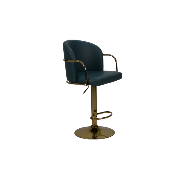 Elegant Blue Bar Stool with Gold Base - H105