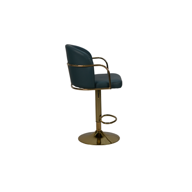 Elegant Blue Bar Stool with Gold Base - H105
