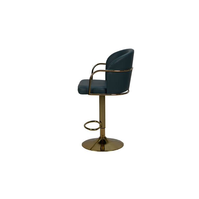 Elegant Blue Bar Stool with Gold Base - H105
