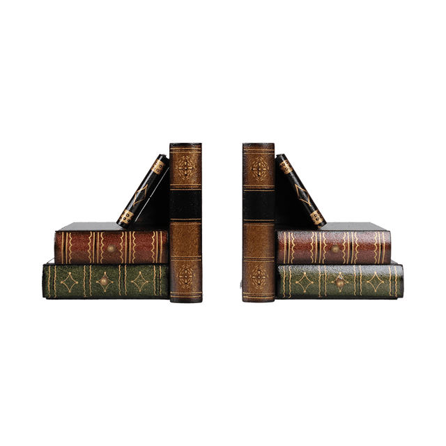 Vintage Book Stack Bookends – Classic Decorative Shelf Accents (Set of 2) - Office Empire