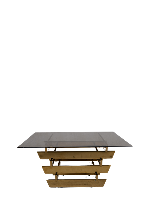 Modern Glass Center Table with Stone Base - BXG-6