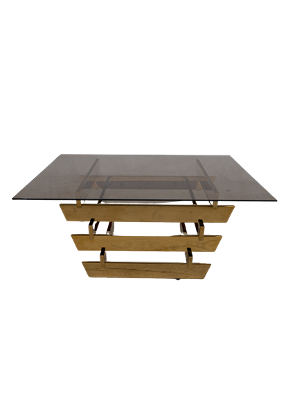Modern Glass Center Table with Stone Base - BXG-6