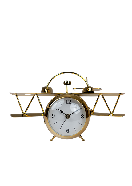 Golden Aviator Table Clock with Propeller Wings -