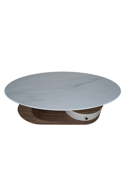 Modern Curved Wood Center Table with Storage CJ024