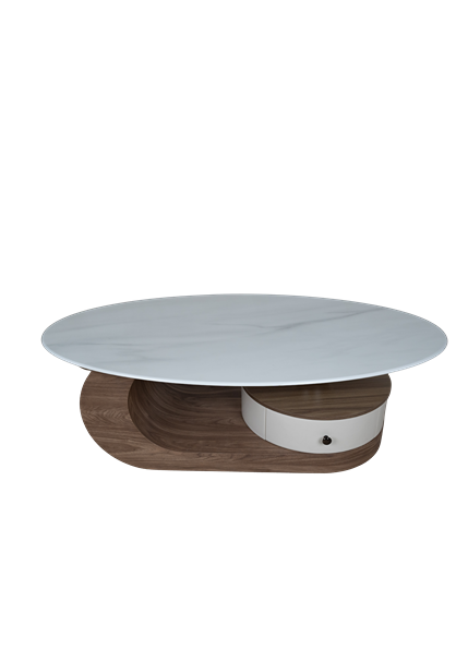Modern Curved Wood Center Table with Storage CJ024