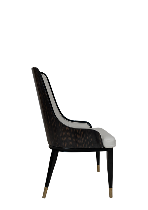 Luxury Upholstered Dining Chair with Brass Accents - 13-1 | Office Empire