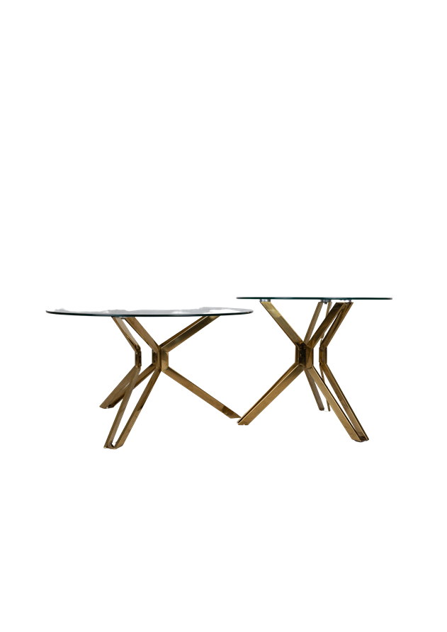 Brass Cross Base Glass Center Table 110 – Modern Luxury for Your Living Space