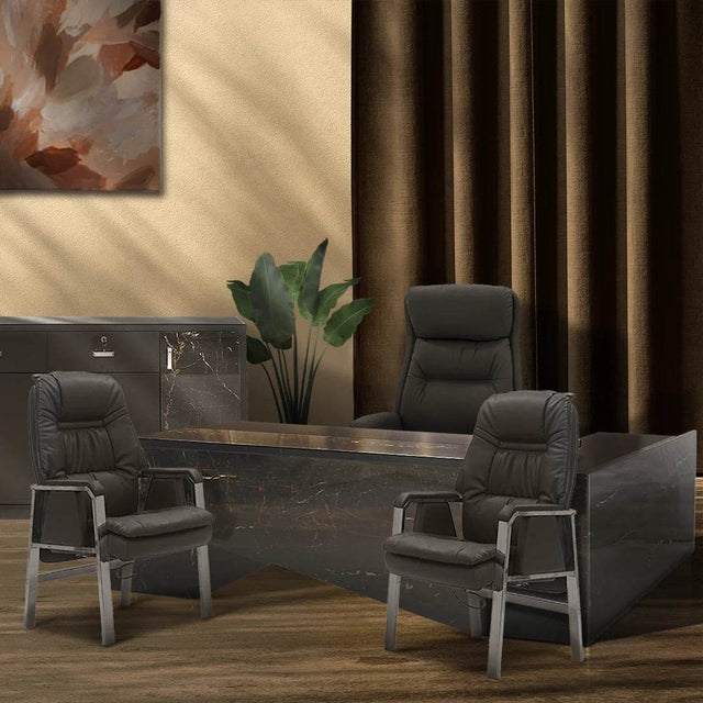 Office Table Set __ Black Marble - Office Empire