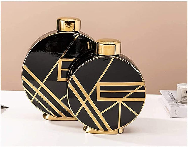 Geometric Ceramic Round Jar - Decoration Pieces