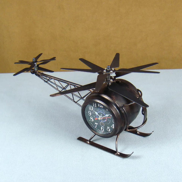 Metal Helicopter Mantel Clock - Décoration Pieces