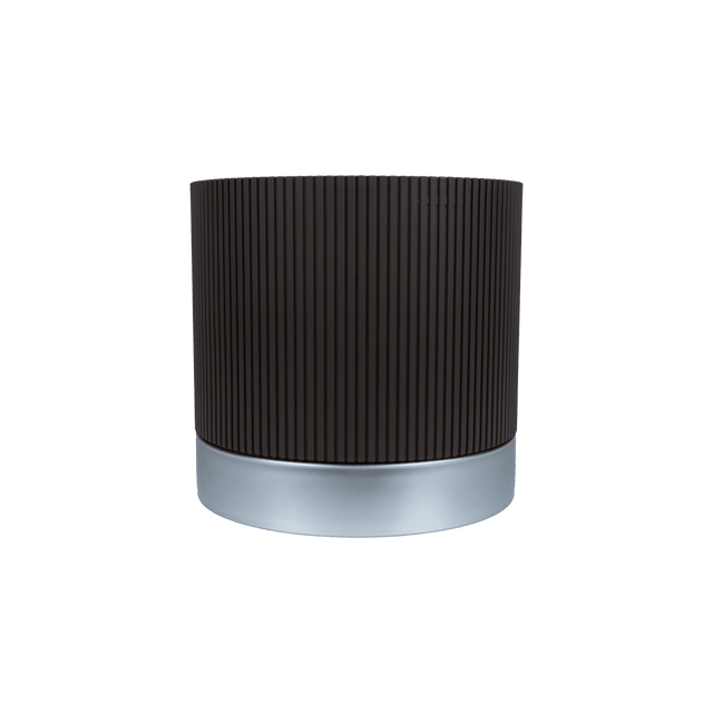 Modern Ribbed Flower Pot Brown with Silver Base - 6723 - Office Empire