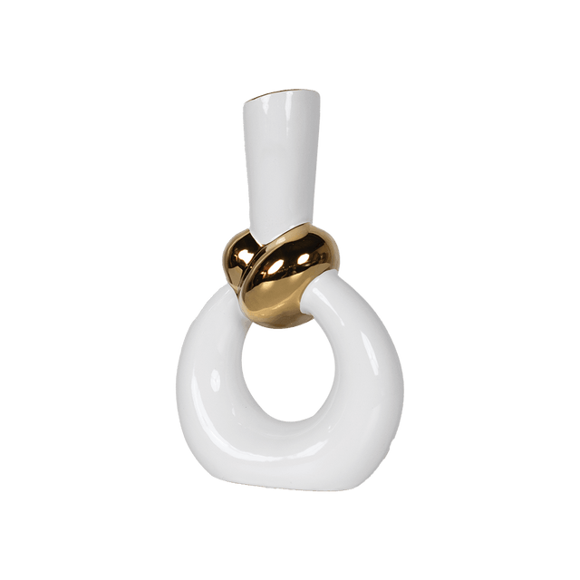 Modern Nordic Ceramic Vase with Gold Chain Accent GL997 - Office Empire