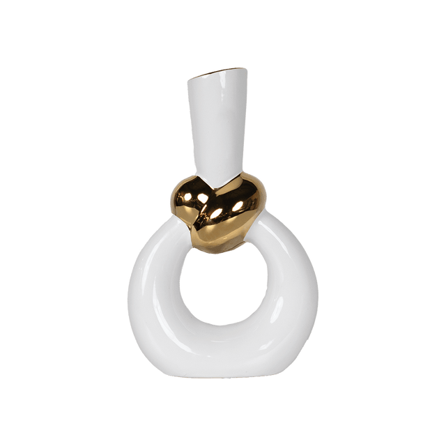 Modern Nordic Ceramic Vase with Gold Chain Accent GL997 - Office Empire