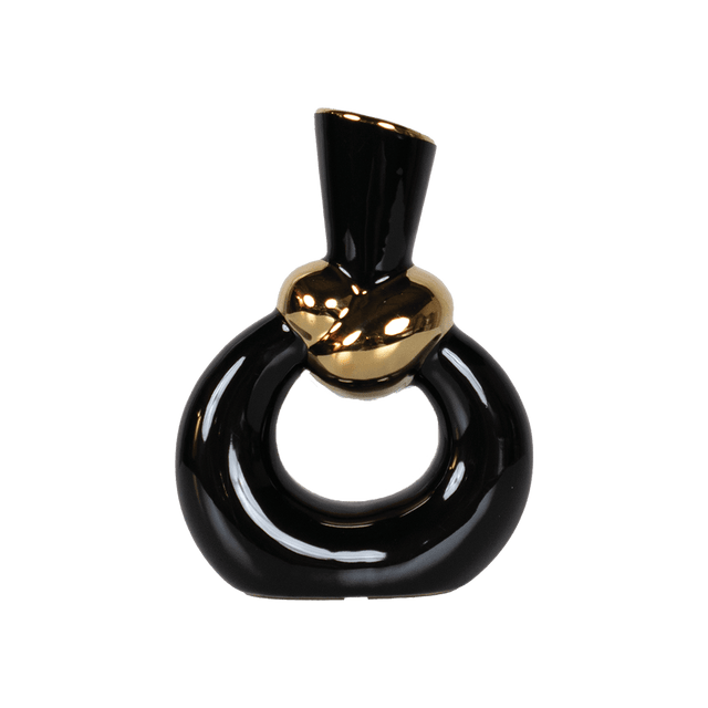 Modern Nordic Ceramic Vase with Gold Chain Accent GL997 - Office Empire