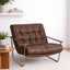 The Mid-Century Tufted Leather Lounge Chair  Vintage Brown & Polished Chrome 299