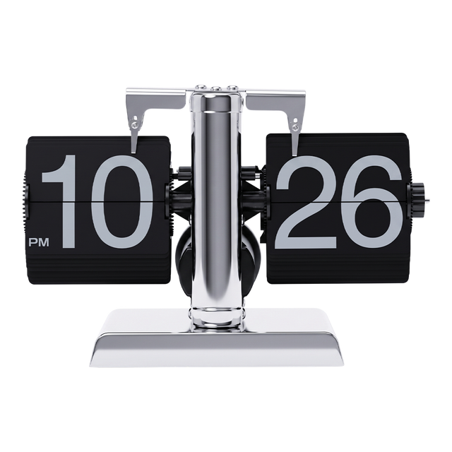 Retro Chrome Flip Desk Clock U-7