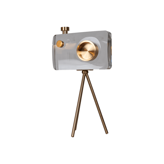 Modern Camera-Style – Clear Acrylic with Gold Accents - 150 - Office Empire