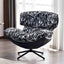 Modern Black & White Botanical Swivel Lounge Chair - Pod Style - 6030