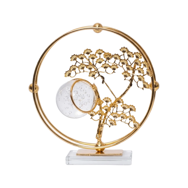 Golden Ginkgo Silhouette – NN5 | Luxury Tabletop Décor
