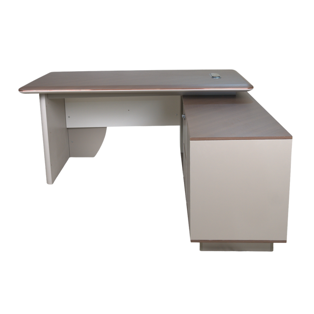 Hybrid Wood & Beige L-Shape Table - X7116/X7118