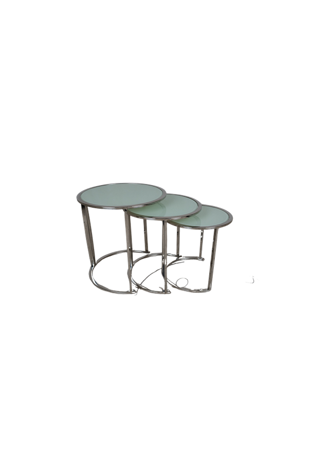 Modern Black Glass Nesting Side Table Set – HW012
