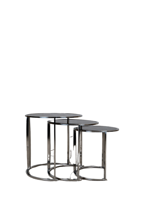 Modern Black Glass Nesting Side Table Set – HW012
