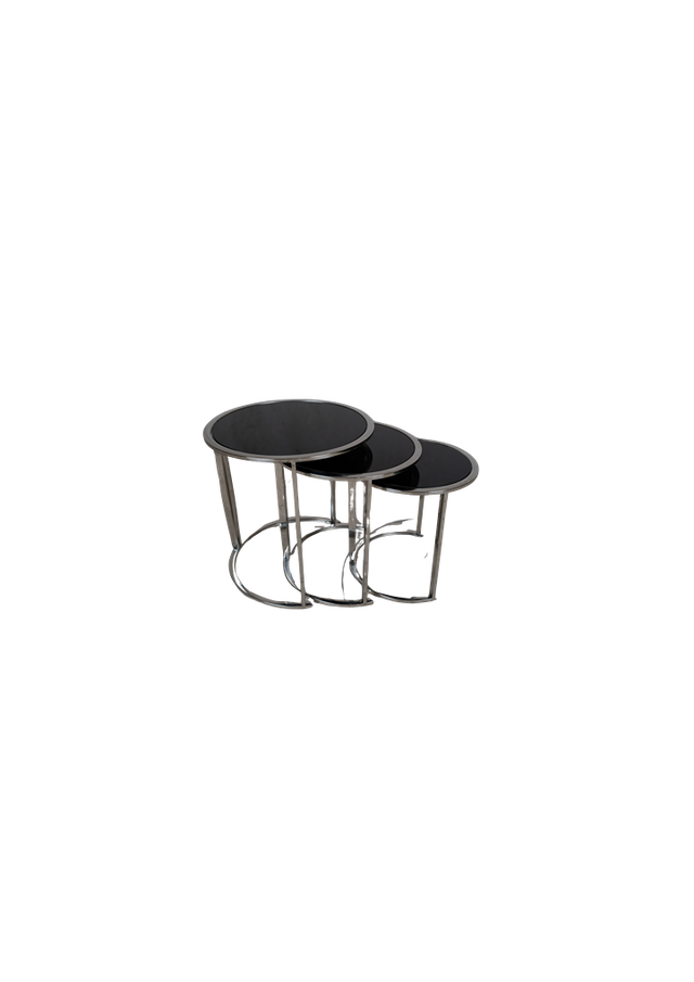 Modern Black Glass Nesting Side Table Set – HW012