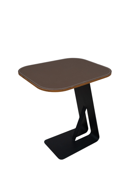 Modern C-Shaped Side Table C36 with Upholstered Top