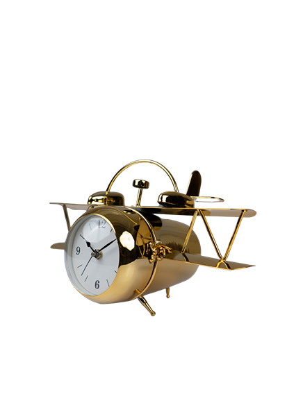 Golden Aviator Table Clock with Propeller Wings -