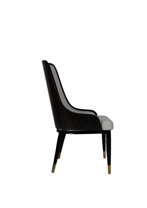 Luxury Upholstered Dining Chair with Brass Accents - 13-1 | Office Empire