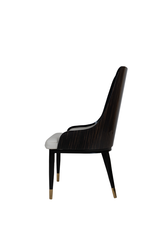 Luxury Upholstered Dining Chair with Brass Accents - 13-1 | Office Empire