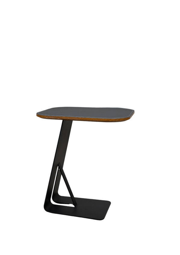 Modern C-Shaped Side Table C36 with Upholstered Top
