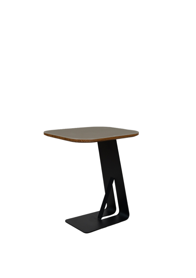 Modern C-Shaped Side Table C36 with Upholstered Top