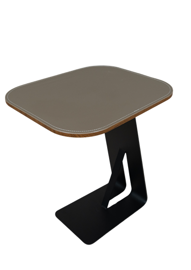 Modern C-Shaped Side Table C36 with Upholstered Top