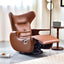 Modern Brown Leather Power Recliner Swivel Chair with Wingback - D855