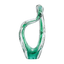 Green glass vase with a wavy design on a white background