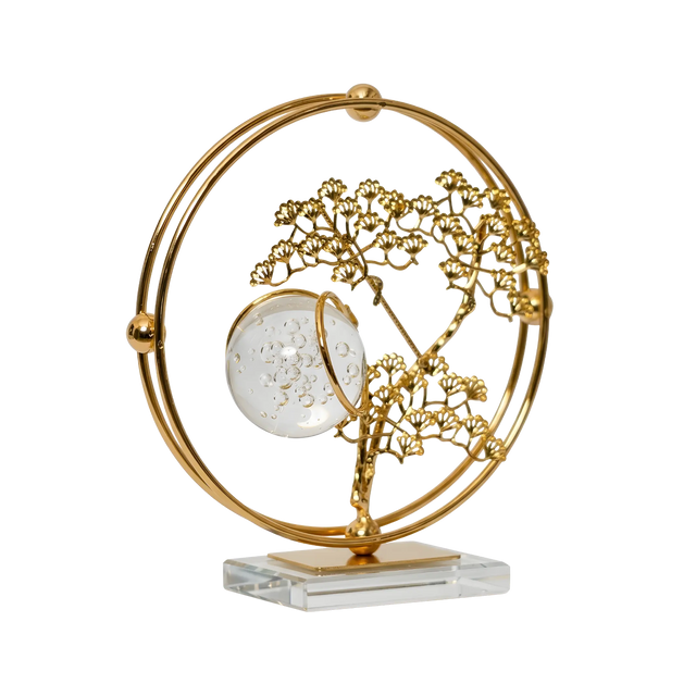 Golden Ginkgo Silhouette – NN5 | Luxury Tabletop Décor