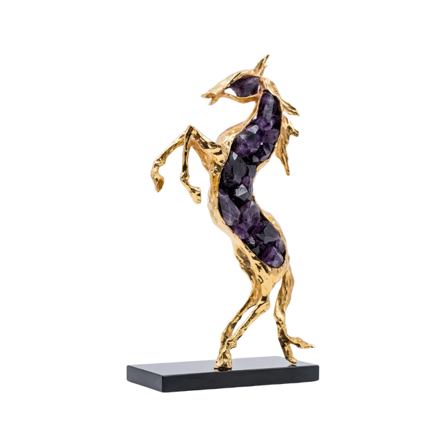 Golden Amethyst Horse Sculpture - F10