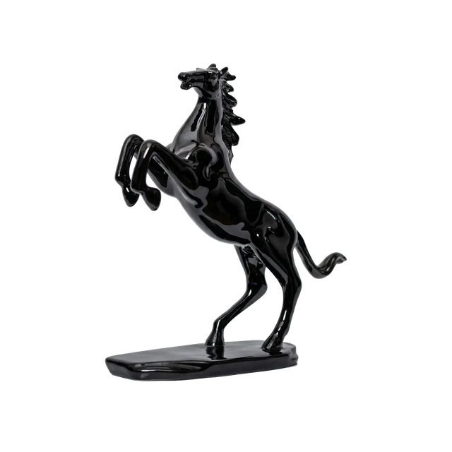 Black horse figurine on a white background