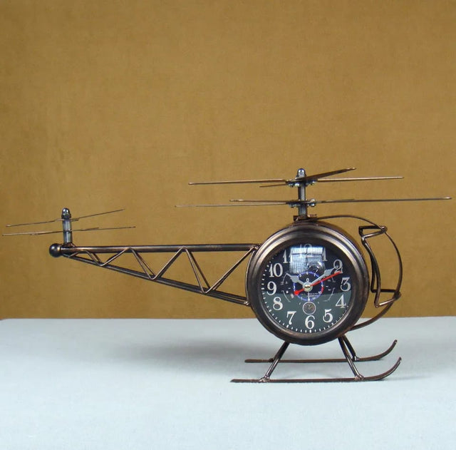 Metal Helicopter Mantel Clock - Décoration Pieces